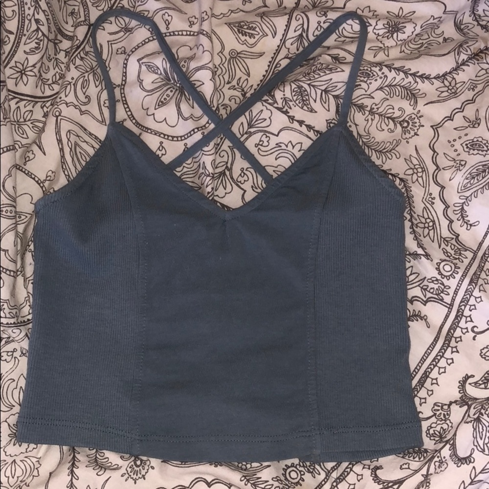 blue crop tank